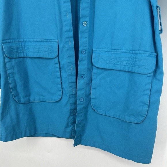 PLT Pretty Little Thing Blue Shacket Button Front Pockets Lightweight Size 8 - Picture 5 of 11